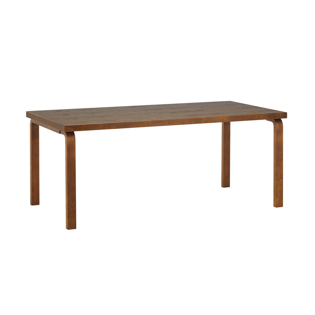 Aalto Table 83, designed by Alvar Aalto, featuring a rectangular walnut-stained oak veneer table top.