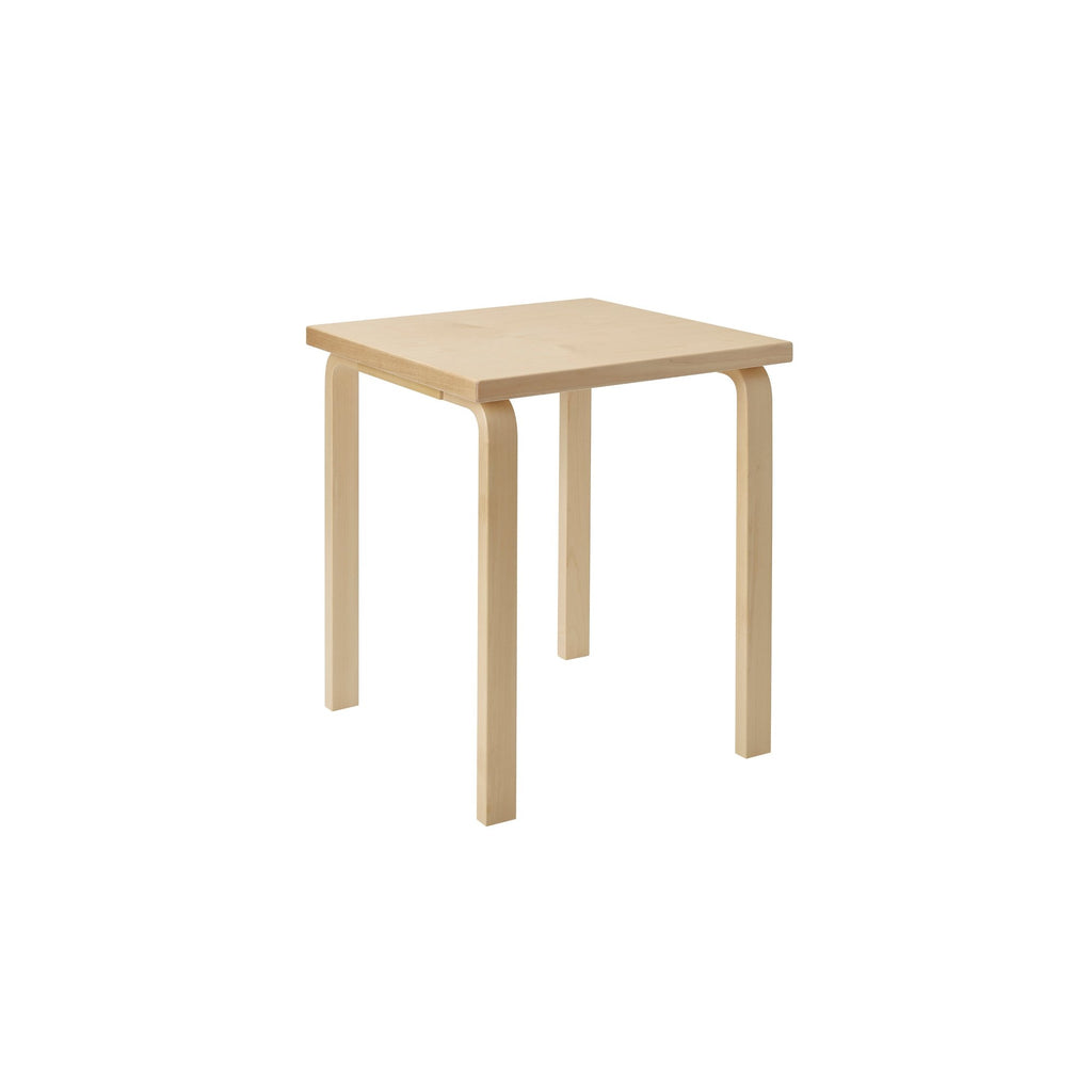 Artek Aalto Table 80C (square) design by Alvar Aalto: Legs and top edge-band natural lacquered solid birch and top surface birch veneer