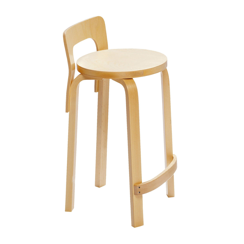Artek High Chair K65 design by Alvar Aalto: clear lacquered birch