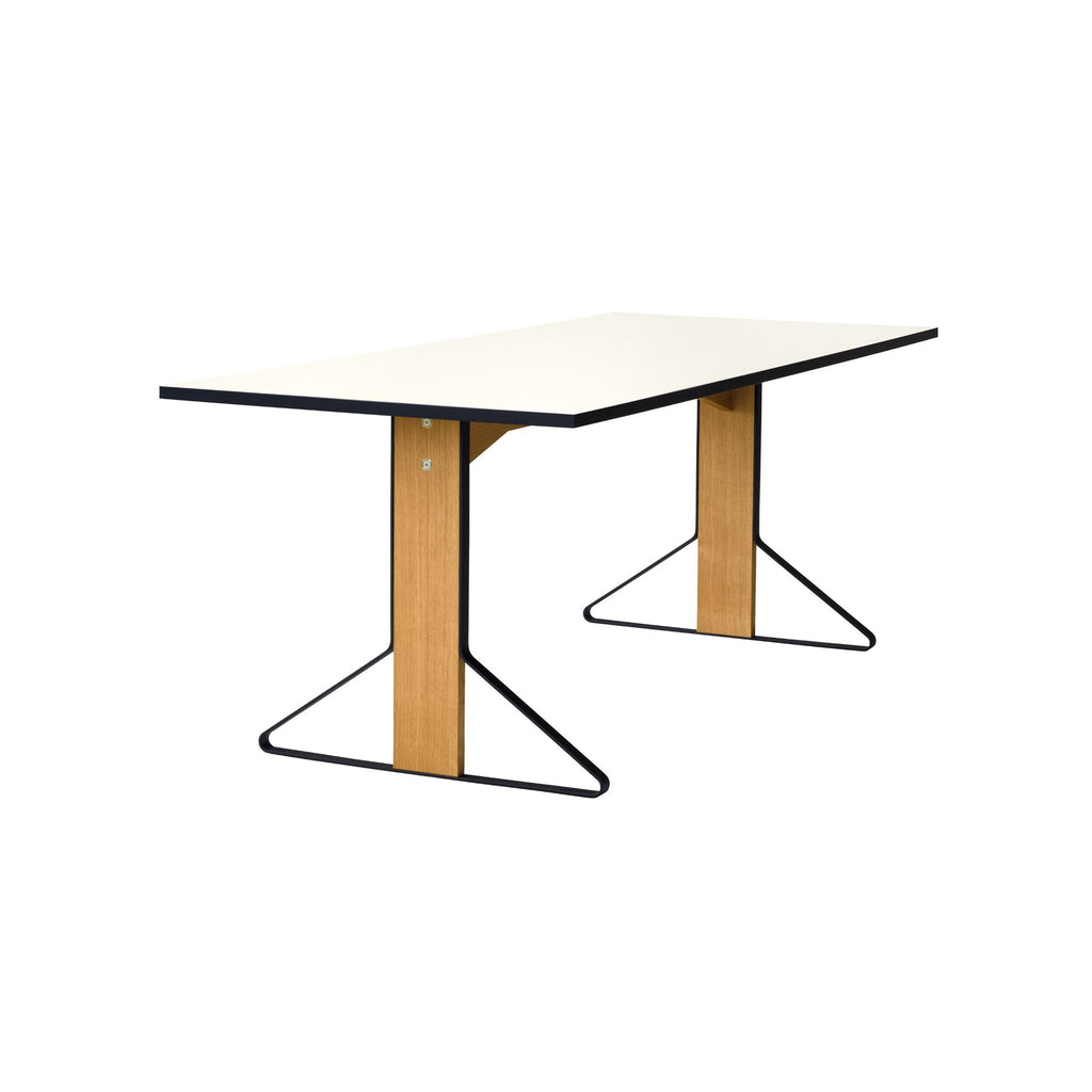Artek Kaari Table REB012 (rectangular) design by Ronan & Erwan Bouroullec: Legs solid oak and flat rolled steel and top surface white high pressure laminate