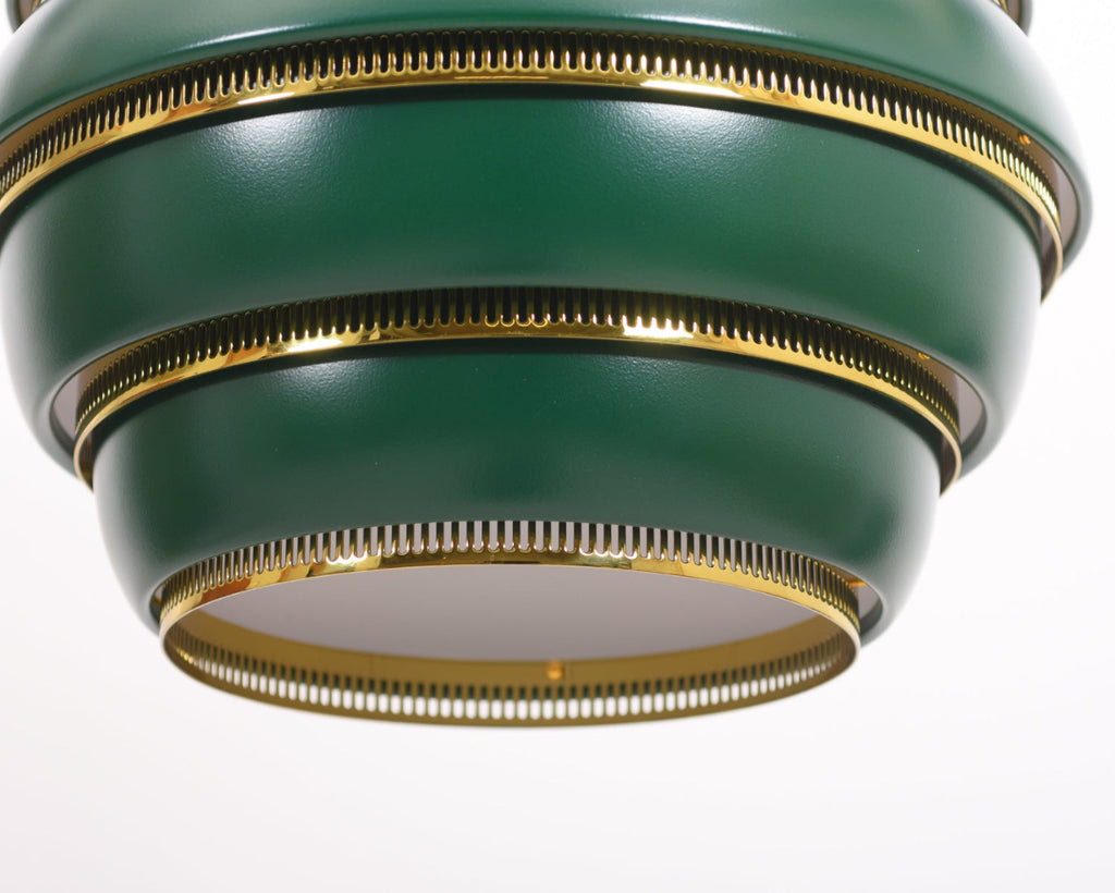 Close-up of the Beehive A331 pendant light, showing the layered metal structure.