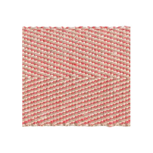 Artek linen webbing in natural beige and red, made of 100% natural linen, ideal for re-webbing furniture with a slim silhouette.