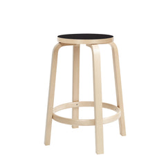 Bar stool 64, low – Birch/black linoleum