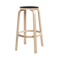 Bar stool 64, high – Birch/black linoleum