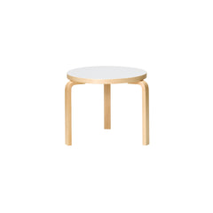 Aalto table 90d – Birch/white laminate