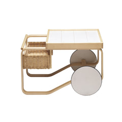 Tea trolley 900 – Birch/white tiles