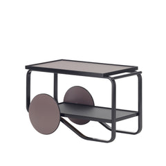 Tea trolley 901 – Black lacquered/mud colored linoleum