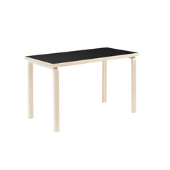 Artek Aalto Table 80A (rectangular) design by Alvar Aalto: Legs and top edge-band natural lacquered solid birch and top surface black linoleum