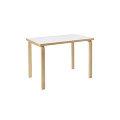 Artek Aalto Table 80B (rectangular) design by Alvar Aalto: Legs and top edge-band natural lacquered solid birch and top surface white laminate HPL