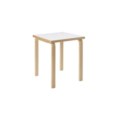 Artek Aalto Table 80C (square) design by Alvar Aalto: Legs and top edge-band natural lacquered solid birch and top surface white laminate