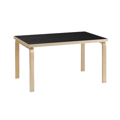 Artek Aalto Table 82B (rectangular) design by Alvar Aalto: Legs and top edge-band natural lacquered solid birch and top surface black linoleum