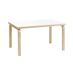 Artek Aalto Table 82B (rectangular) design by Alvar Aalto: Legs and top edge-band natural lacquered solid birch and top surface white laminate HPL