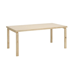 Artek Aalto Table 83 (rectangular) design by Alvar Aalto: Legs and top edge-band natural lacquered solid wild birch and top surface wild birch veneer