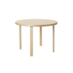 Artek Aalto Table 90A (round) design by Alvar Aalto: Legs and top edge-band natural lacquered solid birch and top surface birch veneer