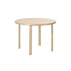 Artek Aalto Table 90A (round) design by Alvar Aalto: Legs and top edge-band natural lacquered solid wild birch and top surface wild birch veneer