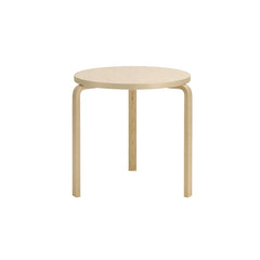 Artek Aalto Table 90B (round) design by Alvar Aalto: Legs and top edge-band natural lacquered solid wild birch and top surface wild birch veneer