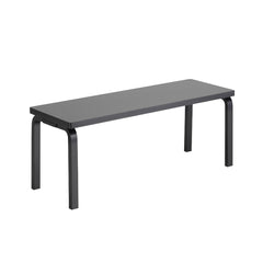 Artek Bench 153A solid top design by Alvar Aalto: black lacquered birch