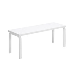 Artek Bench 153A solid top design by Alvar Aalto: white lacquered birch