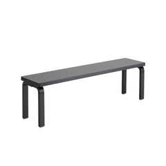 Artek Bench 168B solid top design by Alvar Aalto: black lacquered birch