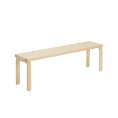 Artek Bench 168B solid top design by Alvar Aalto: clear lacquered birch
