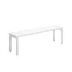 Artek Bench 168B solid top design by Alvar Aalto: white lacquered birch