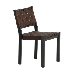 Artek Chair 611 design by Alvar Aalto: Frame black lacquered birch, brown/
black webbing