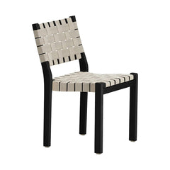 Artek Chair 611 design by Alvar Aalto: Frame black lacquered birch, natural/
black webbing
