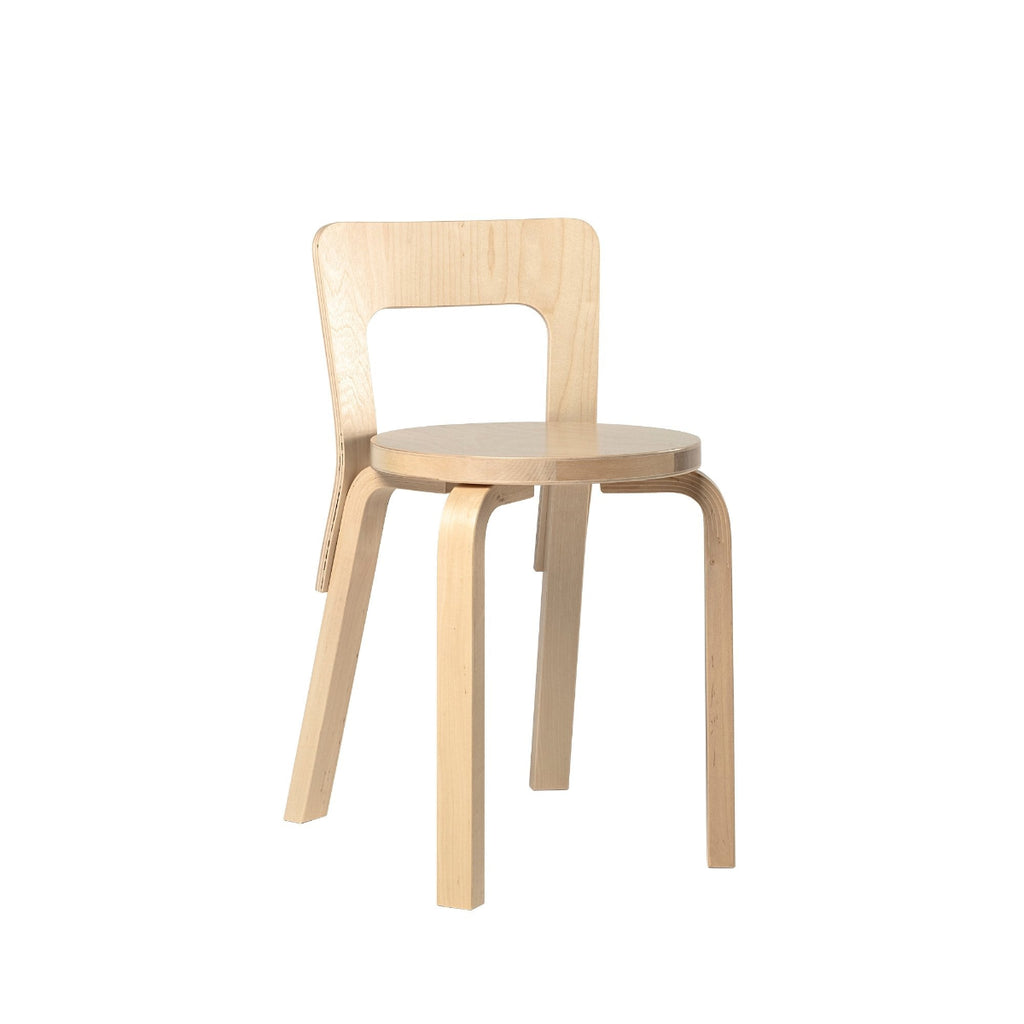 Artek Chair 65 design by Alvar Aalto: Legs and backrest natural lacquered birch, seat birch veneer