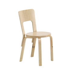 Artek Chair 66 design by Alvar Aalto: Legs and backrest natural lacquered wild birch, seat birch veneer
