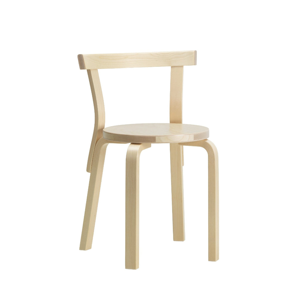 Artek Chair 68 design by Alvar Aalto: Legs and backrest natural lacquered birch, seat birch veneer