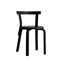 Artek Chair 68 design by Alvar Aalto: Legs and backrest black lacquered birch, seat black lacquered