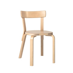 Artek Chair 69 design by Alvar Aalto: Legs and backrest natural lacquered birch, seat birch veneer