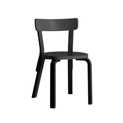 Artek Chair 69 design by Alvar Aalto: Legs and backrest support black lacquered birch, seat and backrest black lacquered birch