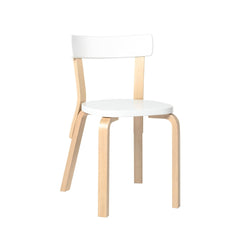 Artek Chair 69 design by Alvar Aalto: Legs and backrest support natural lacquered birch, seat and backrest white lacquered