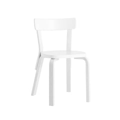 Artek Chair 69 design by Alvar Aalto: Legs and backrest support white lacquered birch, seat and backrest white lacquered birch