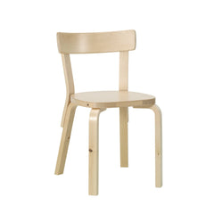 Artek Chair 69 design by Alvar Aalto: Legs and backrest natural lacquered wild birch, seat wild birch veneer