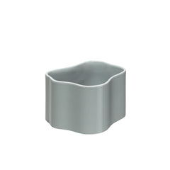 Riihitie Plant Pot (Small) in light grey, designed by Aino Aalto. Model B, featuring a more curvy and organic shape compared to Model A. Suitable for indoor use only.