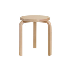 Artek Stool 60 design by Alvar Aalto (three legs): Legs birch natural lacquered, seat birch veneer