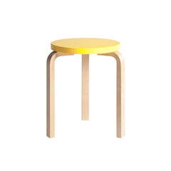 Artek Stool 60 design by Alvar Aalto (three legs): Legs birch natural lacquered, seat yellow lacquered