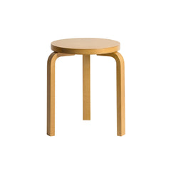 Artek Stool 60 design by Alvar Aalto (three legs): Legs birch honey stained, seat honey stained