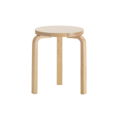 Artek Stool 60 design by Alvar Aalto (three legs): Legs wild birch natural lacquered, seat birch veneer