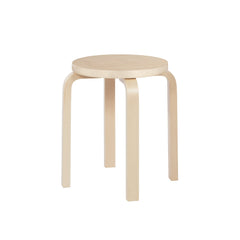 Artek Stool E60, design by Alvar Aalto (four legs): Legs birch natural lacquered, seat birch veneer