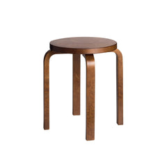 Artek Stool E60, design by Alvar Aalto (four legs): Legs birch walnut stained,
seat walnut stained