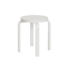 Artek Stool E60, design by Alvar Aalto (four legs): Legs birch white lacquered,
seat white lacquered
